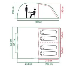 Coleman Tent Vespucci 4 -Buitentent Luifel Coleman tunneltent Verspucci 4 helemaal tekening