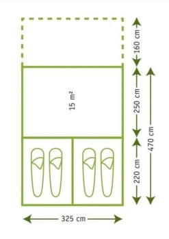 Karsten Tunneltent Lacerta - Beige -Buitentent Luifel plattegrond lacerta