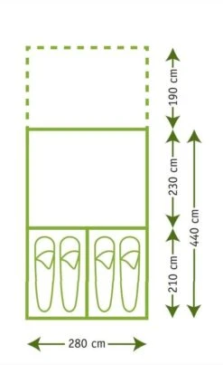 Karsten Tunneltent 2800 - Beige -Buitentent Luifel plattegrond type 2800 mooi